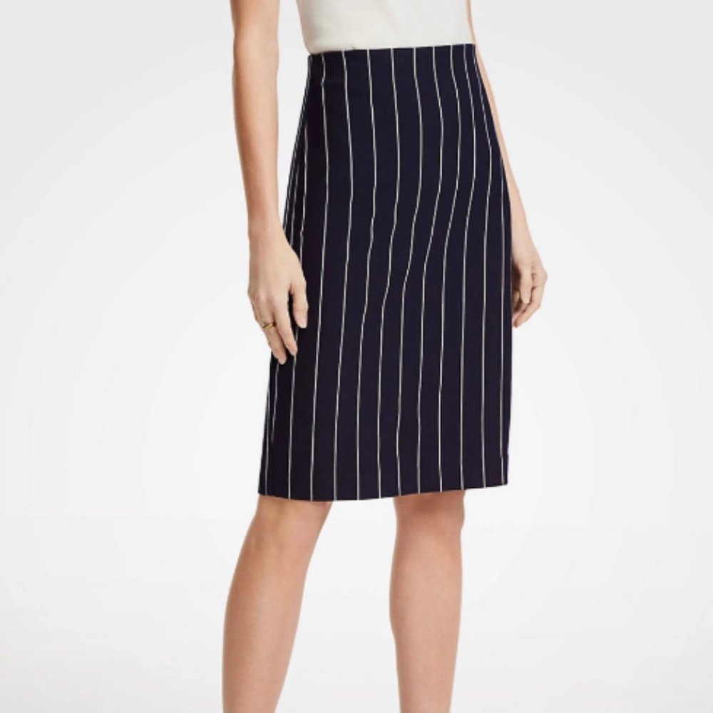 Ann Taylor Pinstripe Ponte Knit Pencil Skirt